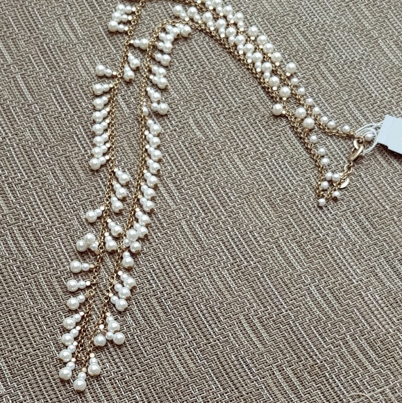 Gold Pearl Drape Statement Necklace - Picture 1 of 5